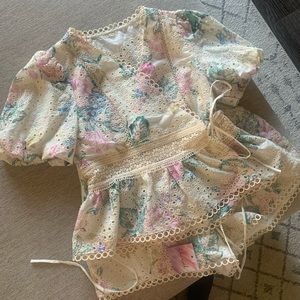 Lace Trim Top & Shorts - New - Never Worn - Size S Fit